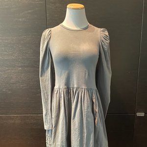 Zara Mint Green Cotton Crew Neck Midi Dress Size S